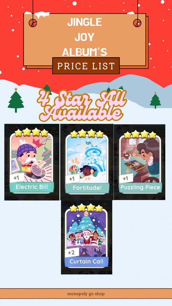 ALL STICKERS MONOPOLY_GO JINGLE_JOY STARS ⭐️4 ⭐️ ⚡️ INSTANT DELIVERY ⚡️