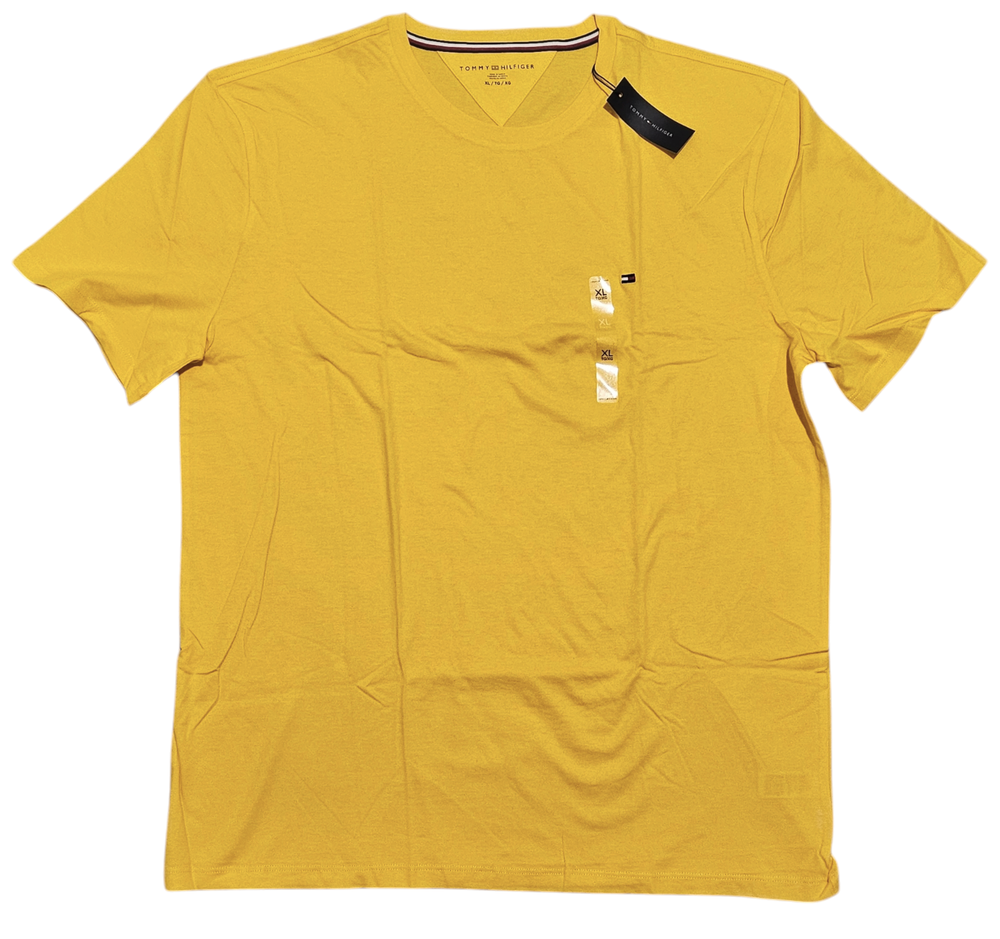 Tommy Hilfiger Men's Golden Yellow Embroidery TH Logo Short Sleeve TShirt SizeXL
