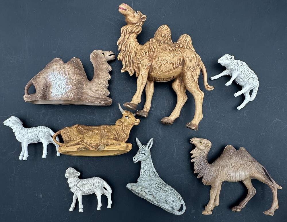 Vintage Fontanini Christmas Nativity Plastic Animal Figurines Lot Camels Sheep