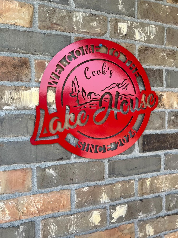 Personalized Lake House Sign - Customized Metal Wall Art for Backyard, Deck,