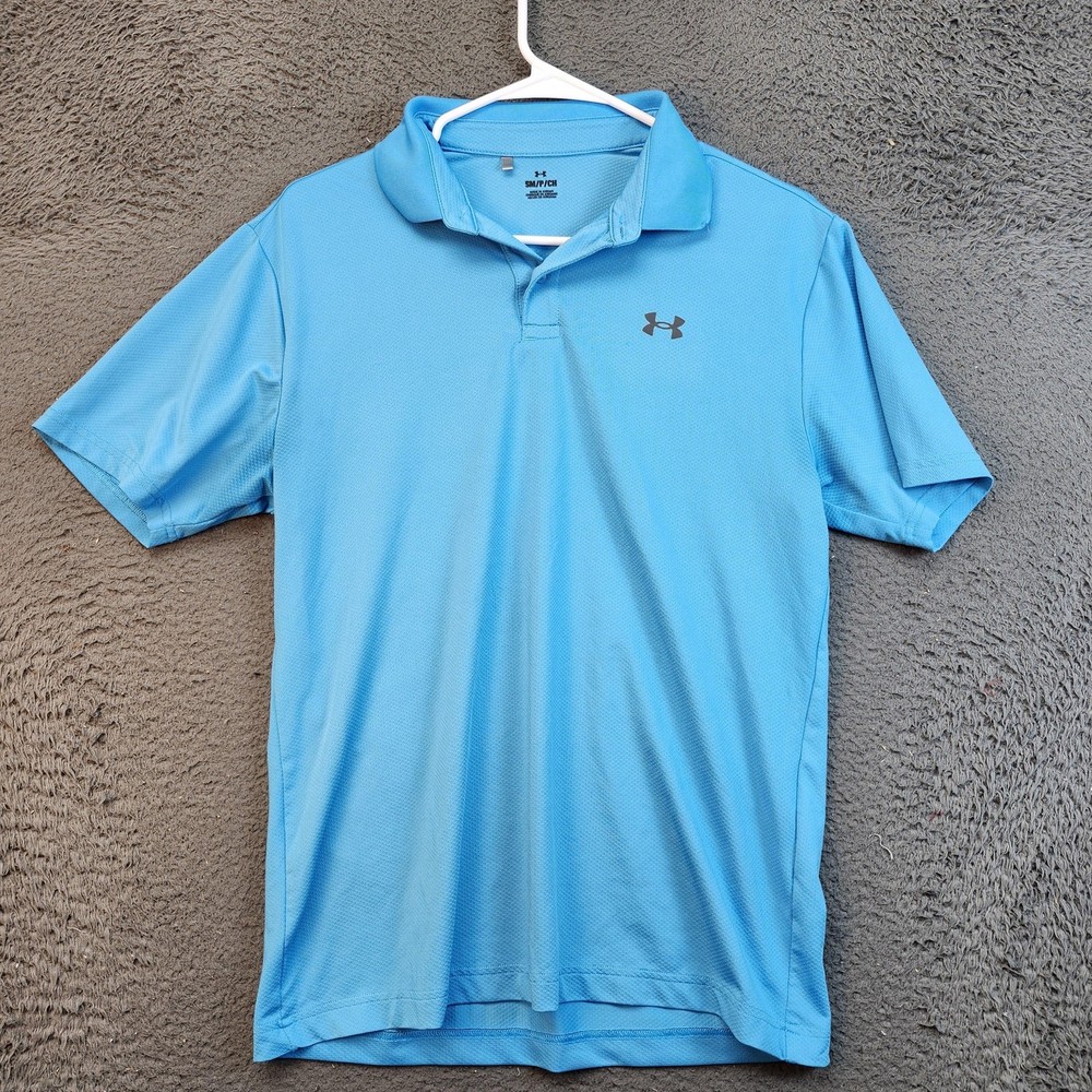 Under Armour Polo Shirt Mens Small Blue Performance Golf Short Sleeve Athletic