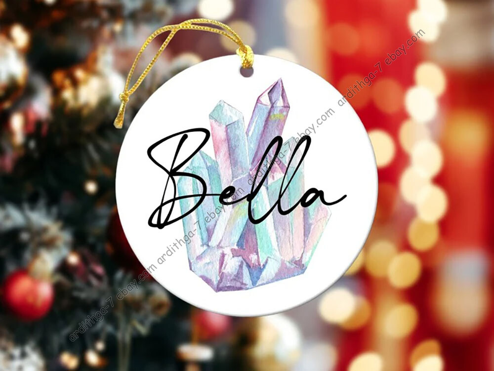 Custom Unicorn Crystal Ornament, Pink Quartz Ornament, Cute Personalized Orna...