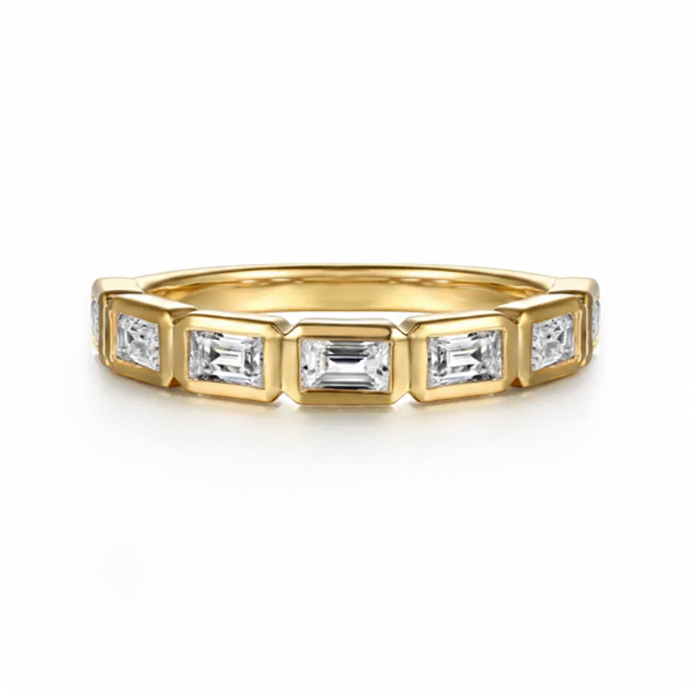 14K Gold 7 Baguette Lab Grown Diamond Anniversary Band Made in USA