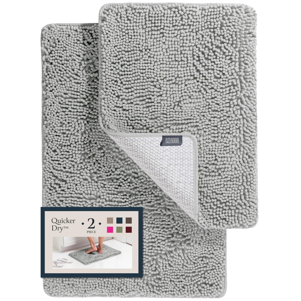 Plush 2-Piece Chenille Bathroom Rug Set Quick Dry Soft Bath Mat