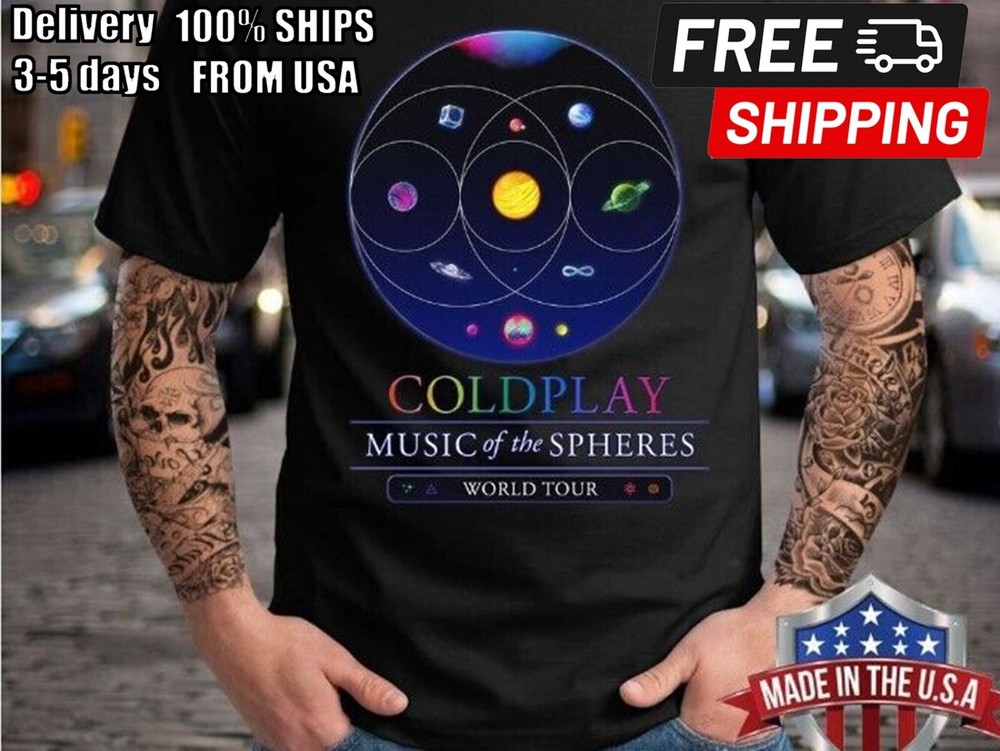 Coldplay Music Of The Spheres World Tour 2024 T-shirt Unisex Black