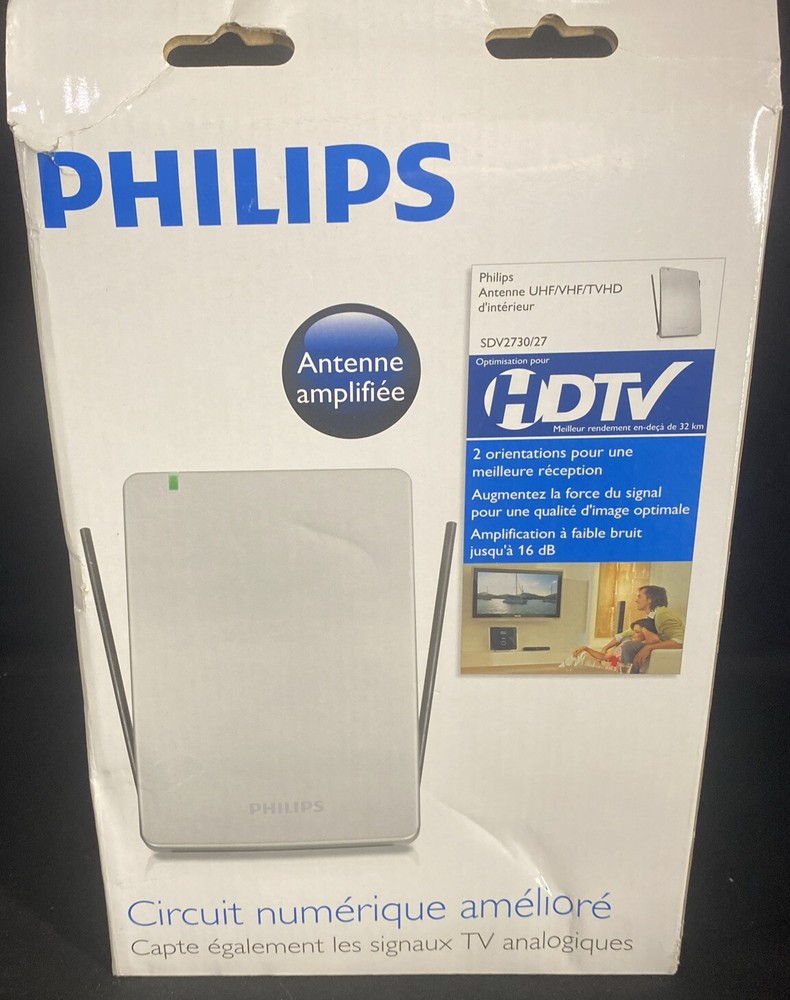 Phillips SDV2730/27  UHF/VHF/HDTV Indoor Amplified Antenna Open Box