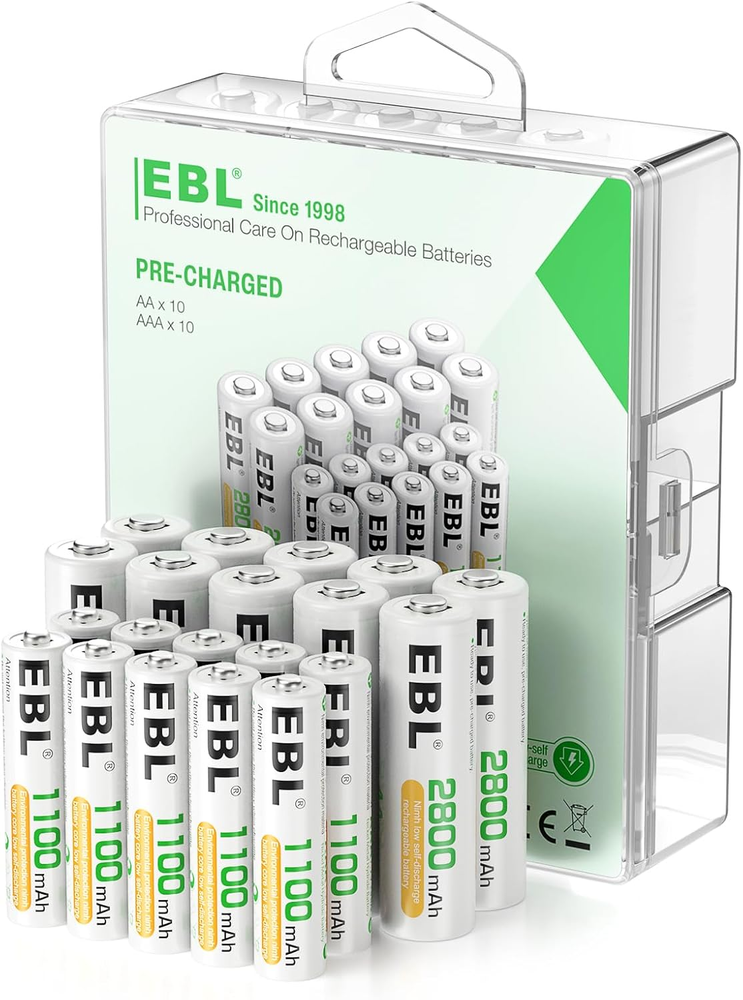 Rechargeable Batteries Combo AA 2800Mah 10 Pack and AAA 1100Mah 10 Pack High Box