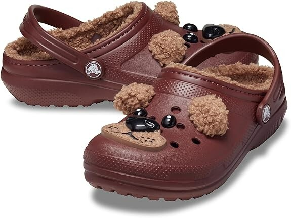 New Crocs Kids Classic Lined Brown Bear Dark Clay Super Cute Design