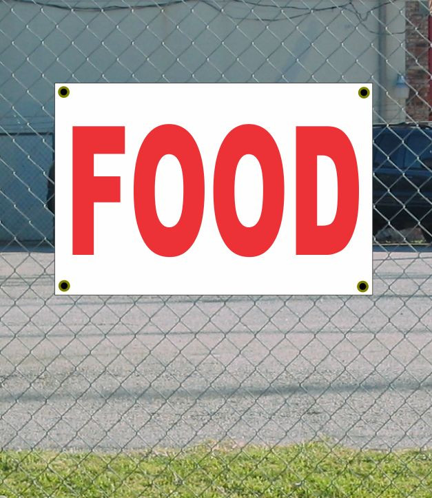 2x3 Red & White Food Banner Sign – Discounted Price with Free Shipping
