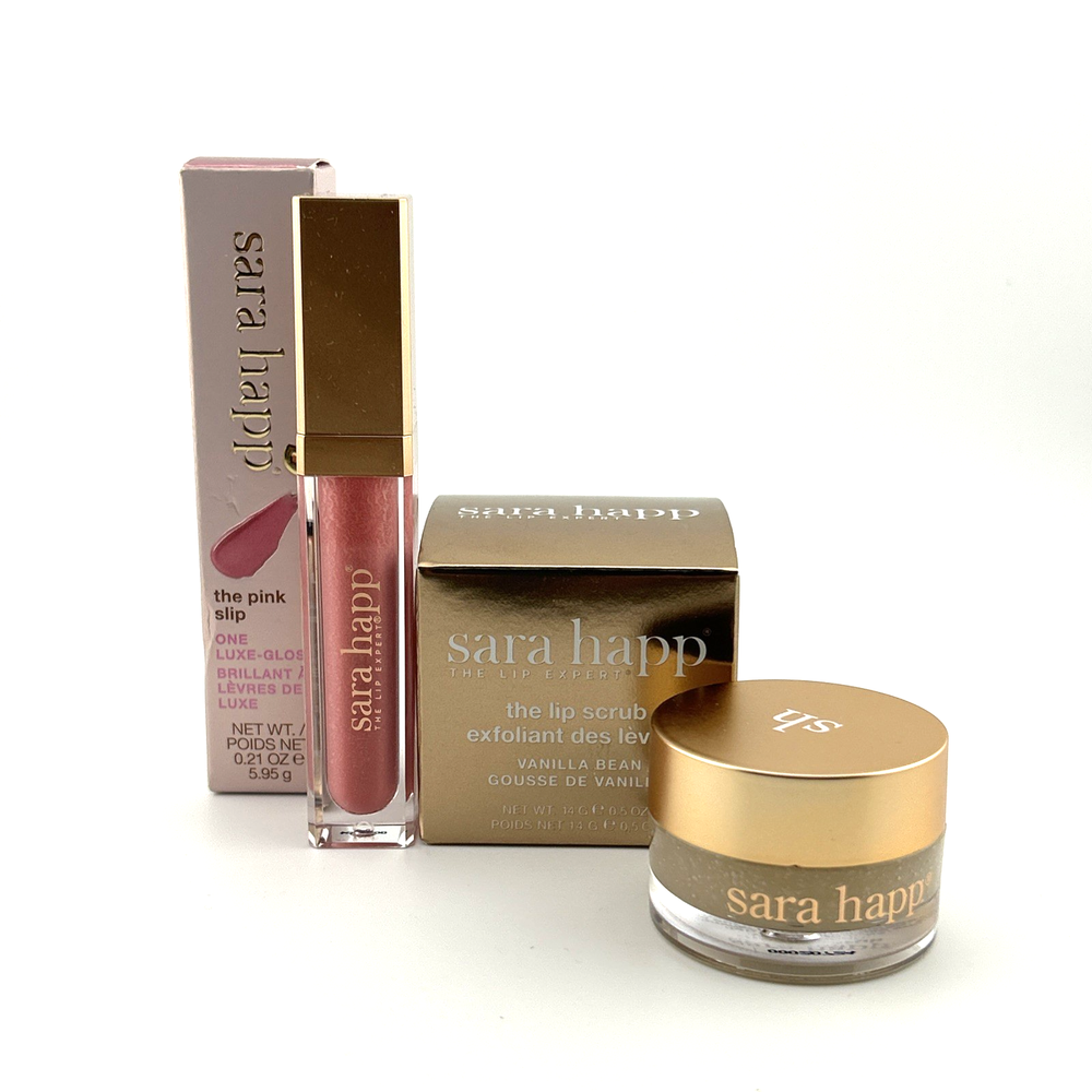 Sara Happ The Lip Scrub (Vanilla Bean) + The Pink Slip Lip Gloss – Set of 2 New