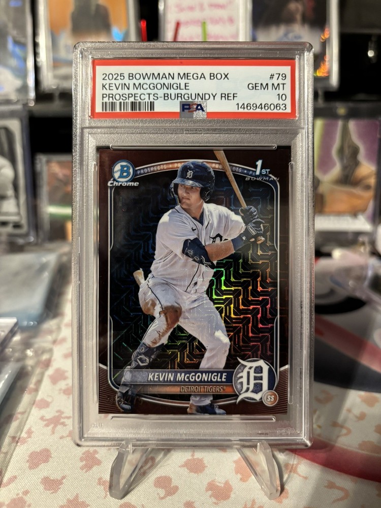 2025 Bowman Chrome Mega Box Burgandy Ref Kevin McGonigle 1st ROOKIE /275 PSA 10