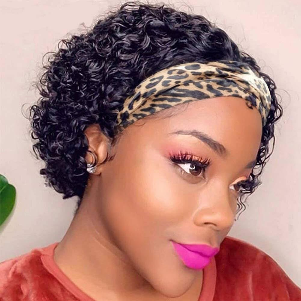 Headband Wig Human Hair Wigs for Black Women Pixie Cut Wig Put on and Go
