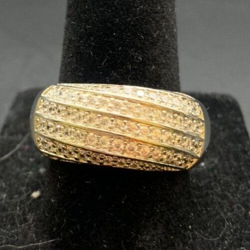 Vintage Antique Silver Tone Rhinestone CZ Cocktail Ring - Size 8