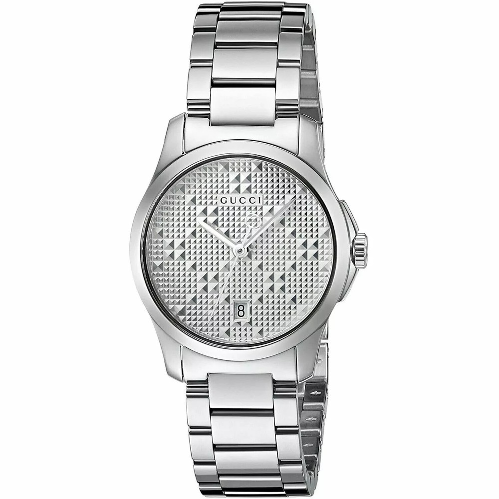 Gucci Womens G-Timeless Stainless Steel Quartz Watch YA126551 $790 MSRP