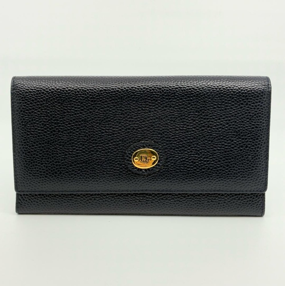 Dior Navy Long Leather Wallet A1326A4 Pre-Owned Luxury