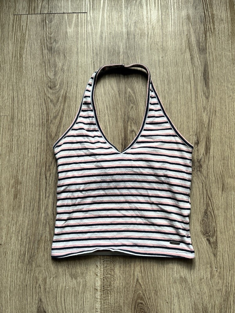 Hollister Women’s Modern Style Striped Halter Crop Top Size Small