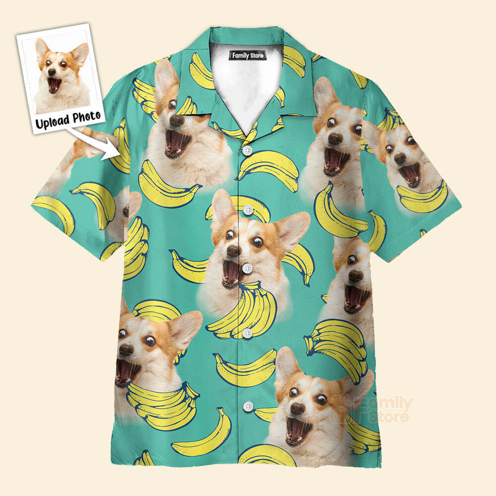 Custom Banana Print Mint Hawaiian Shirt for Dog Lovers