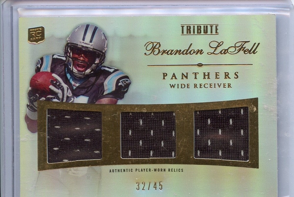 Brandon LaFell 2010 Topps Tribute Triple Relics 32/45 Rookie Carolina Panthers