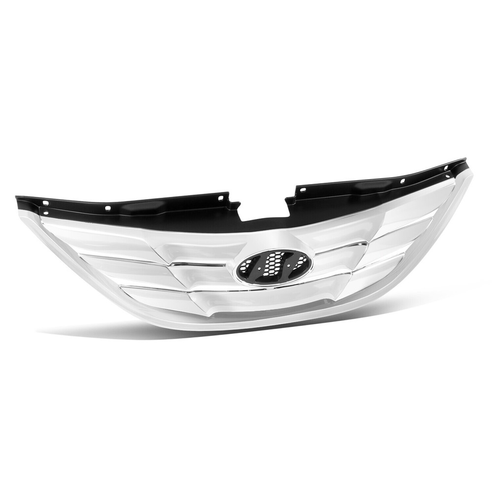Fit 11-13 Sonata Horizontal Slats Upper Hood Front Grille w/Badge Slot OE Style