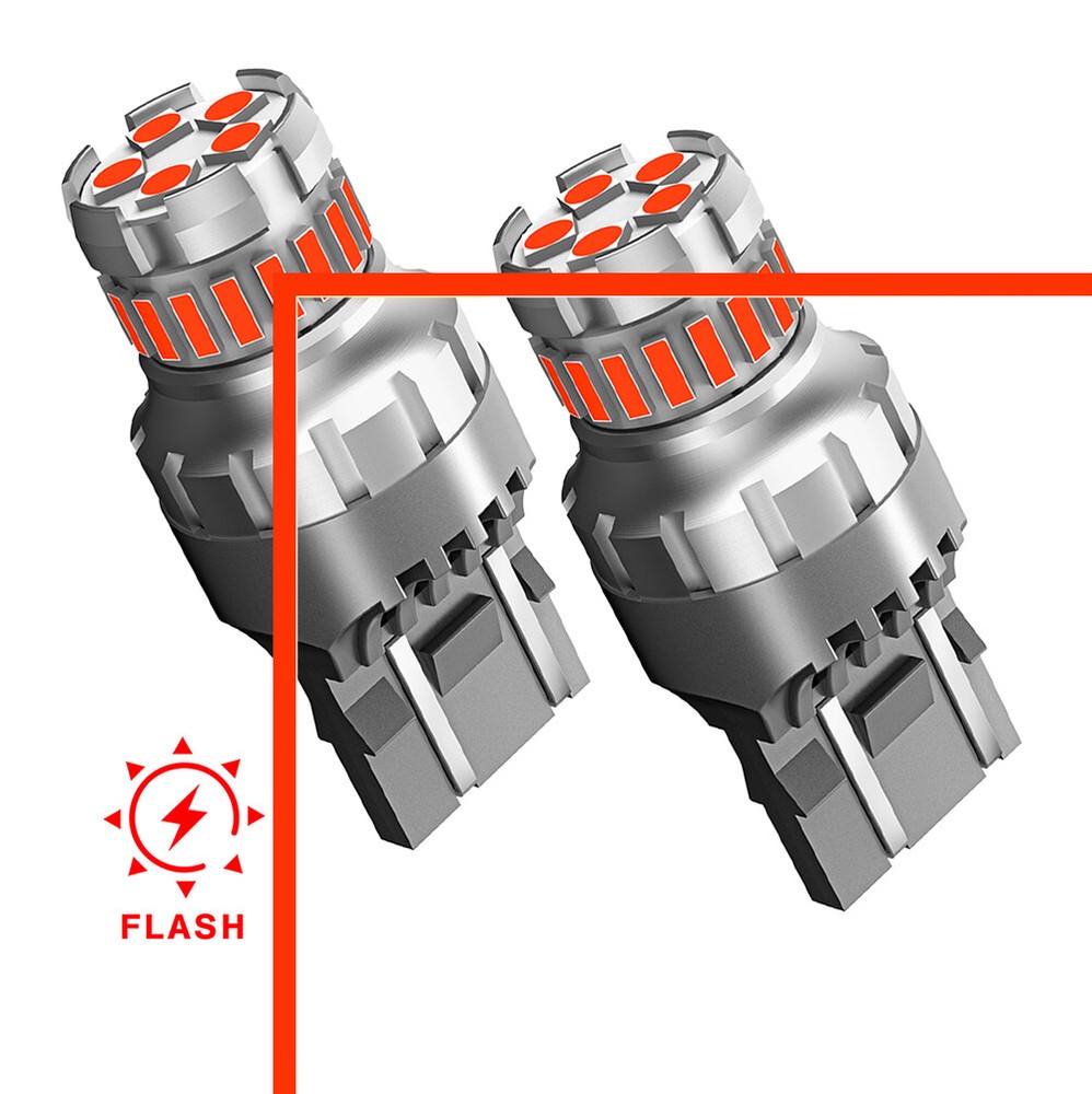 Pair 7443 7440 Brake Tail Stop Light Red Flash Strobe Blinking LED Bulbs US