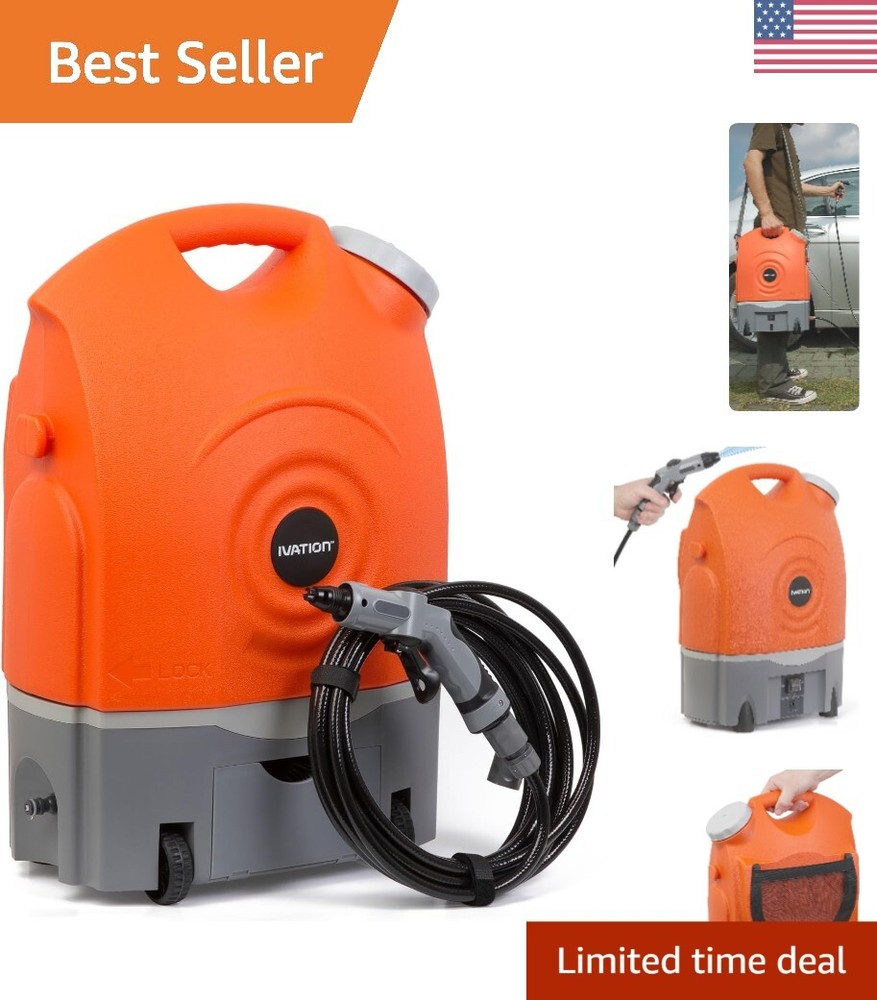Portable Spray Washer with 19.6ft Hose - Battery & Car Plug Powered for Multipurpose Cleaning