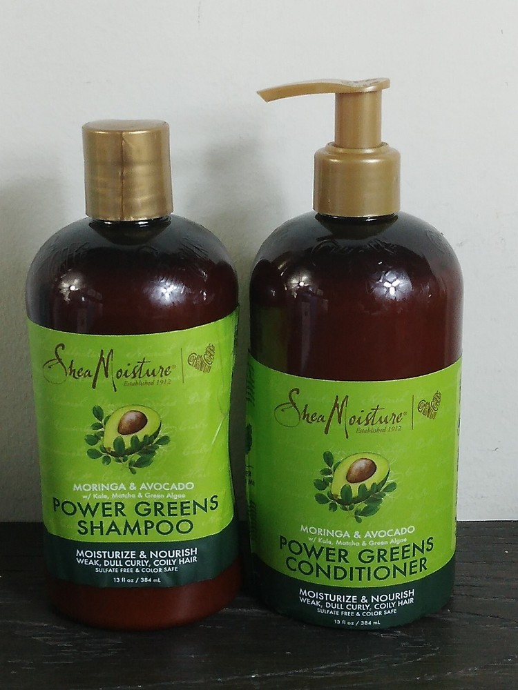 Shea Moisture Power Greens Shampoo & Conditioner for Curly Hair with Moringa Avocado