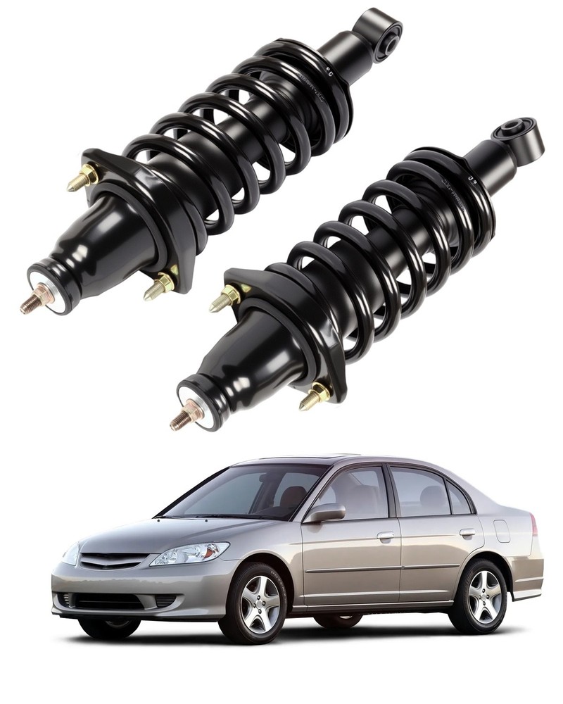 2001-05 Honda Civic Pair Rear Complete Strut & Coil Spring Assembly