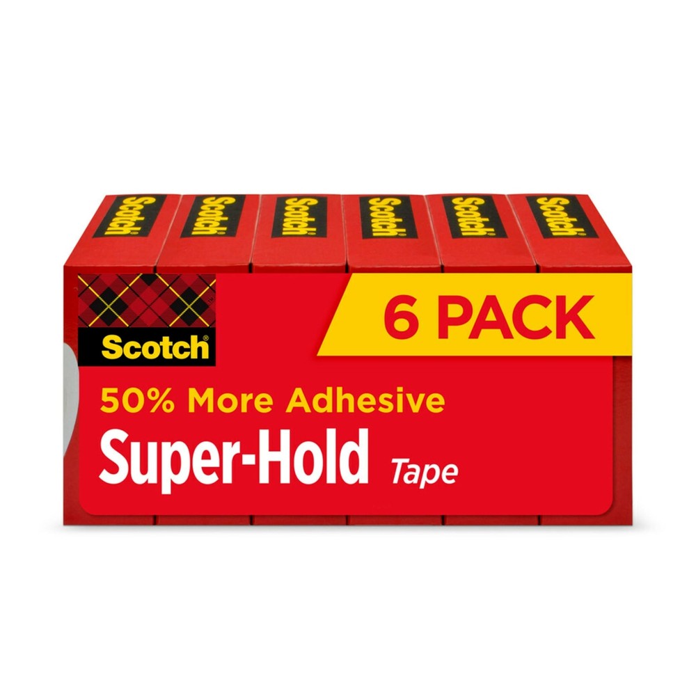 Scotch Super-Hold Tape, 6 Rolls, 50% More Adhesive, Trusted Favorite, 3/4 x 8...