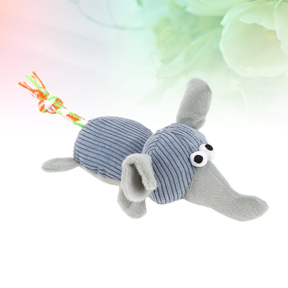 Animal Shaped Pet Dog Plush Toy Funny Squeak Sound Toy (Grey Elephant)