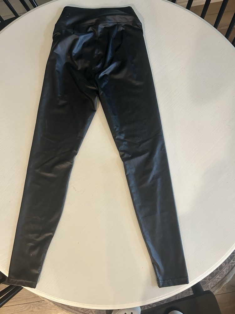 Aerie Black Faux Leather High Waist Leggings Offline Collection Size S