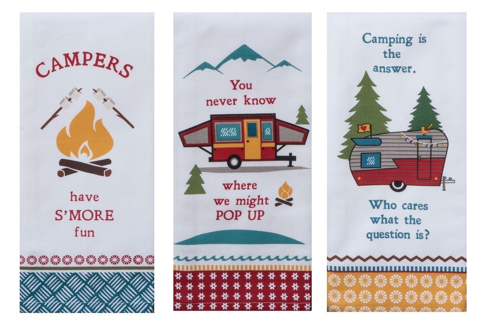 Designs Camping Life Kitchen Tea Towels, Set of 3