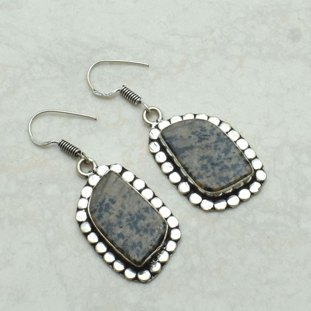 Honey Dendrite Opal Gemstone Handmade Drop Dangle Earrings Jewelry 2