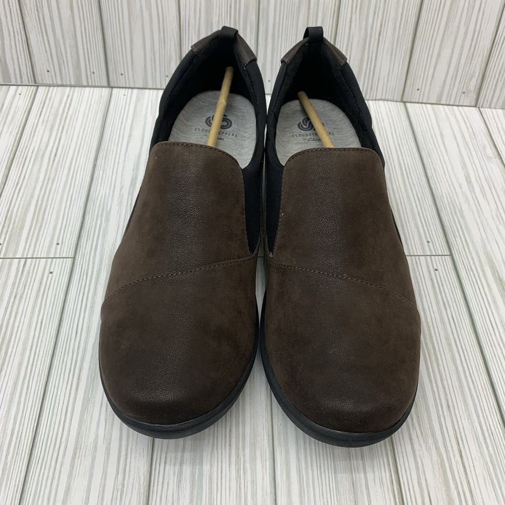Clarks Cloudsteppers Sillian Paz Brown Leather Loafers Women Size 12M Slip On Comfort Shoes