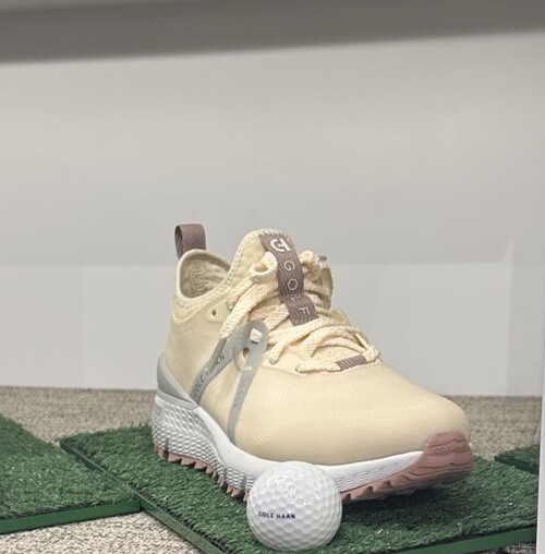 Women's Cole Haan ZG Overtake Water Resistant Golf Shoes in Ivory Fawn White