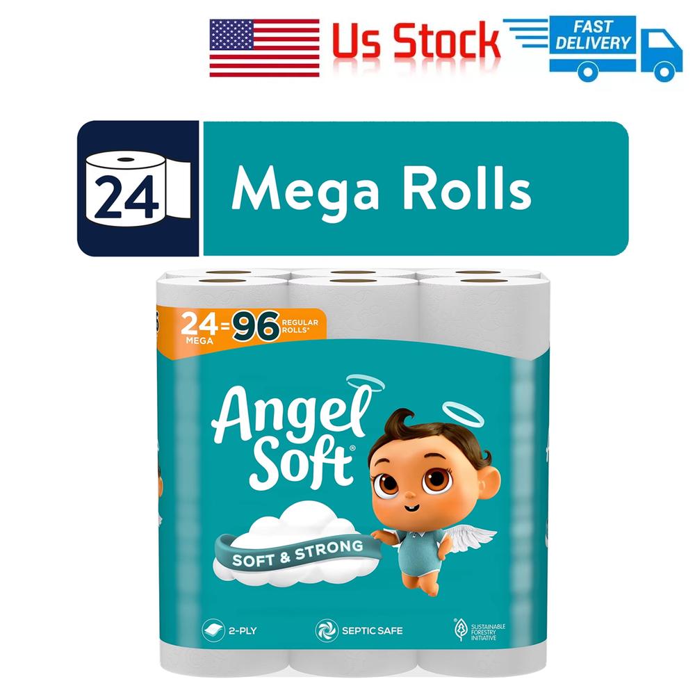 24 Mega Rolls 2-Ply Soft Strong Flushable Septic Safe Toilet Paper Bulk Pack