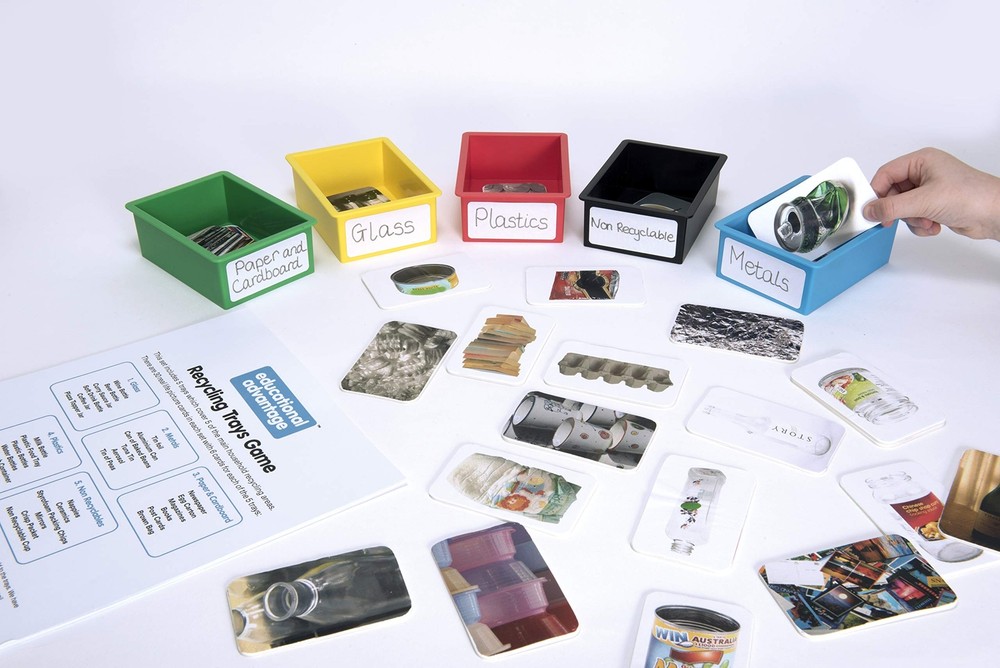 Recycling Game in Multicolored - Learning Sorting Toy with 30 Cards - 5+ Years