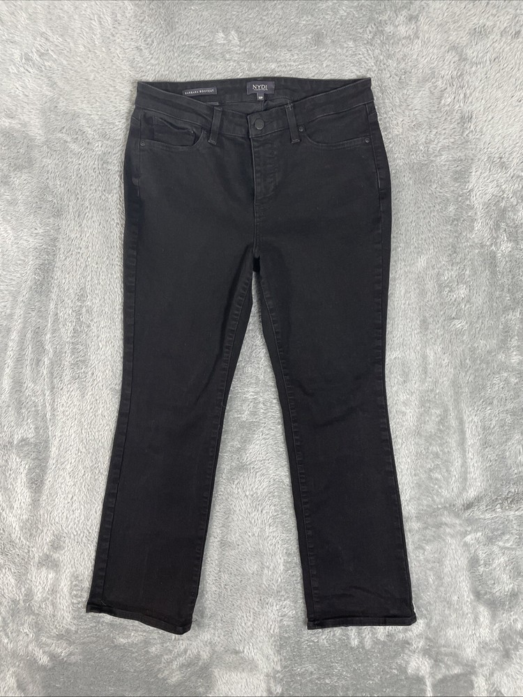 NYDJ Jeans Women's Petite 10P Black Barbara Bootcut Stretch Lift Tuck Tech