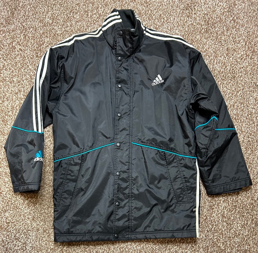 Adidas Mens Black Waterproof Hooded Padded Jacket Size Medium UK 38-40 Chest