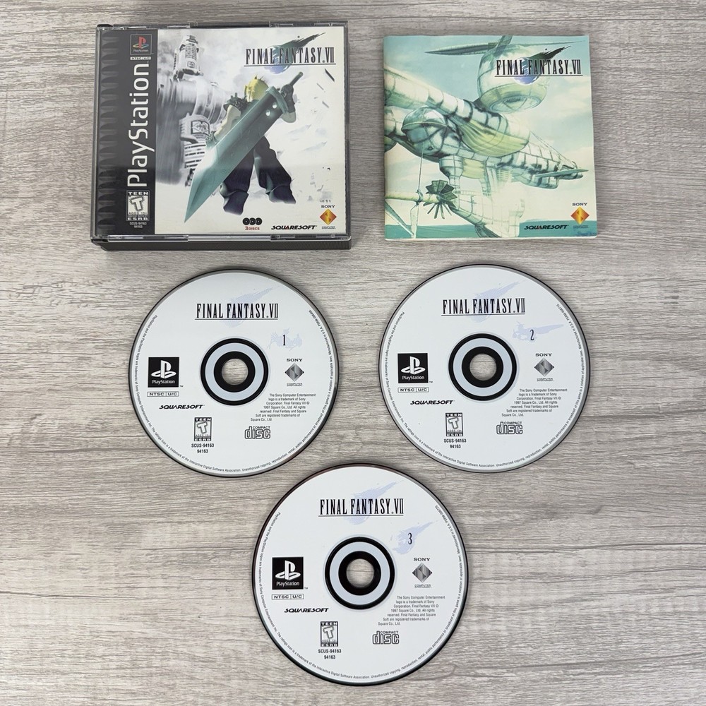 Final Fantasy VII 7 PlayStation 1997 PS1 Black Label Complete Very Good MISPRINT