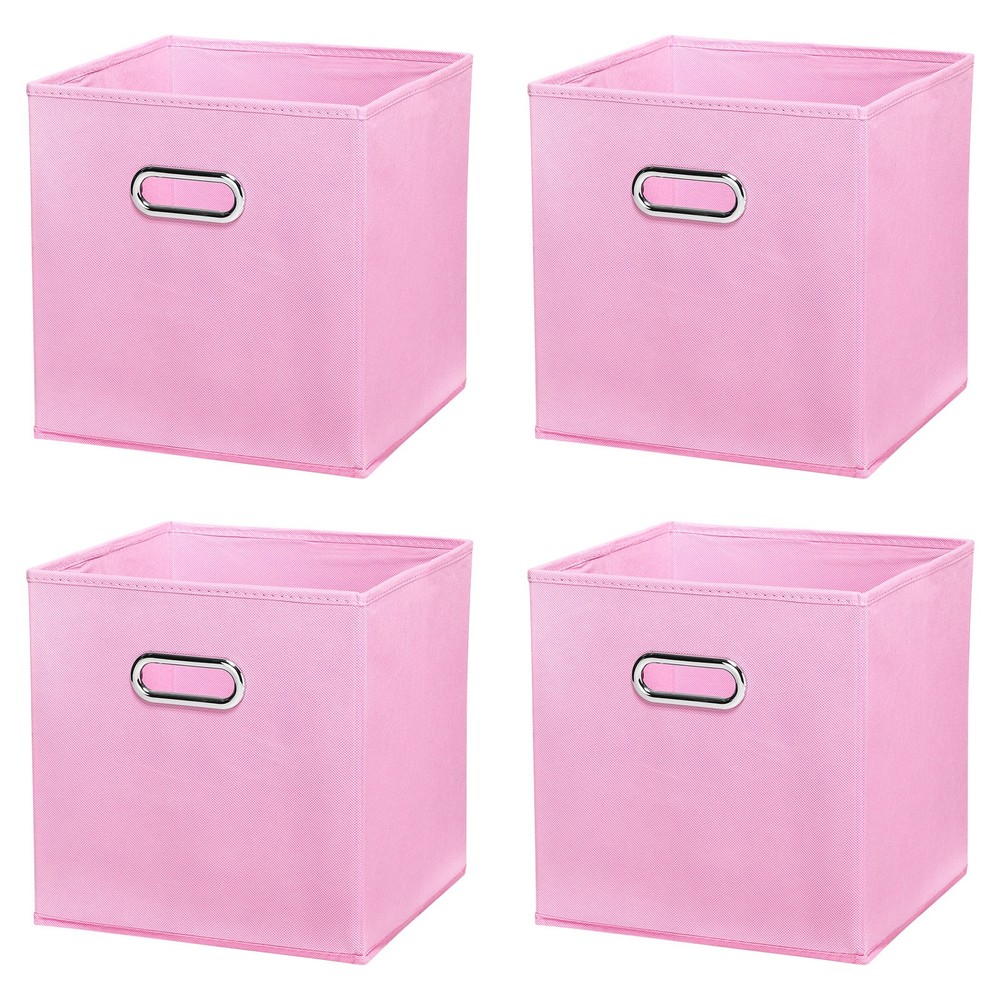 4Pcs 13-Inch Foldable Storage Cube Bins Organizer in Pink