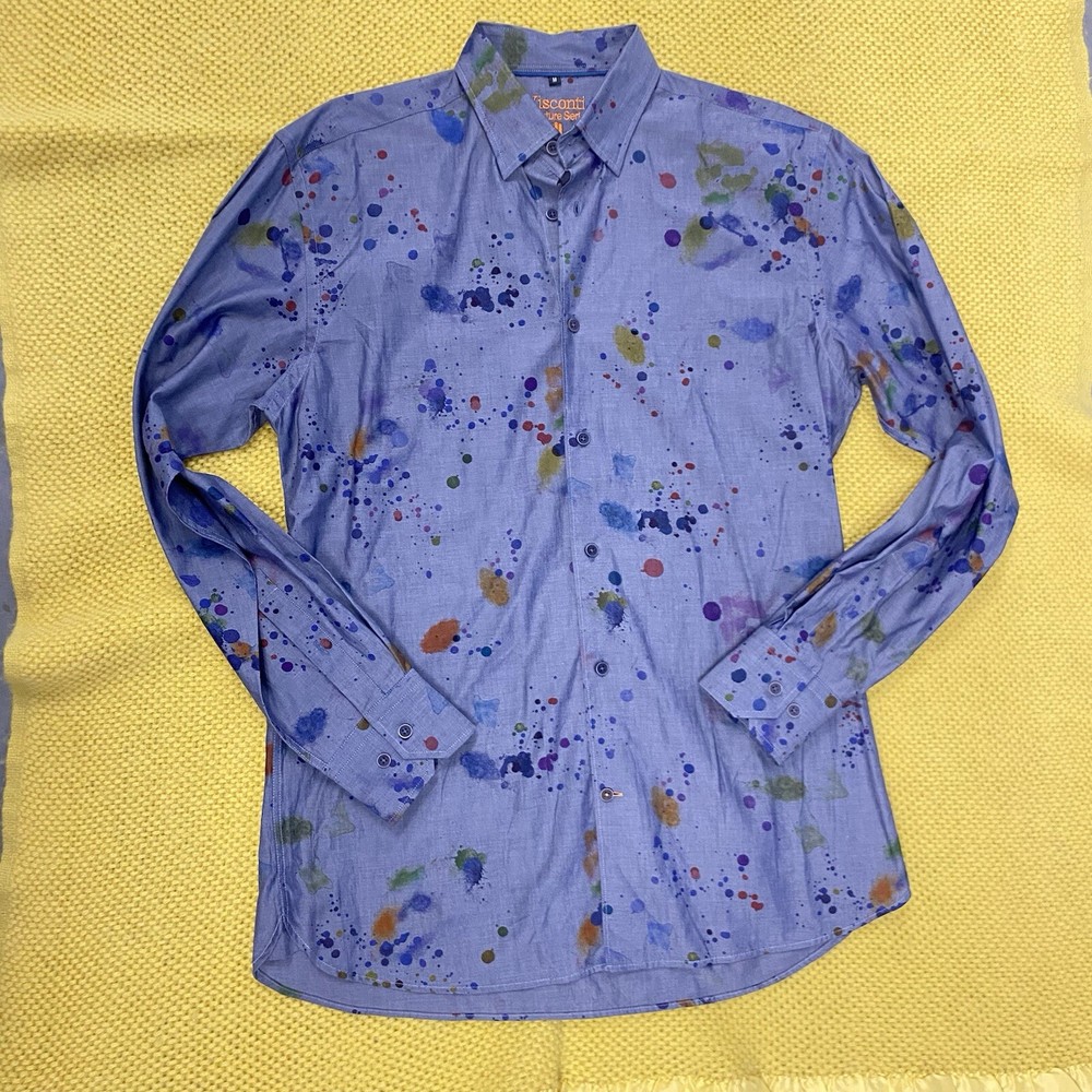 Visconti Signature Splatter Button Down Shirt Sz M Limited Edition