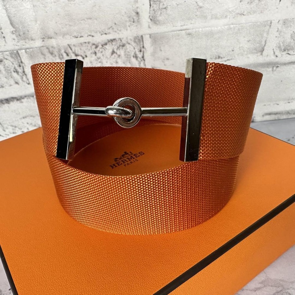 Hermes Jumbo H Horsebit Waist Belt Nylon Strap Excellent Condition