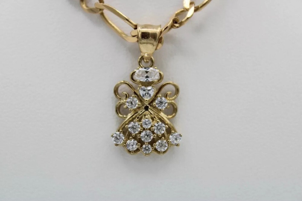 Round Cut Simulated Diamond Pendant in 14K Yellow Gold Plated for Women