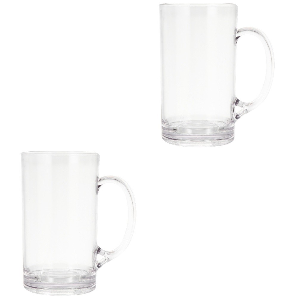2-Pack Clear Beer Mug & Coffee Cup for Men - Transparent Drinking Glass