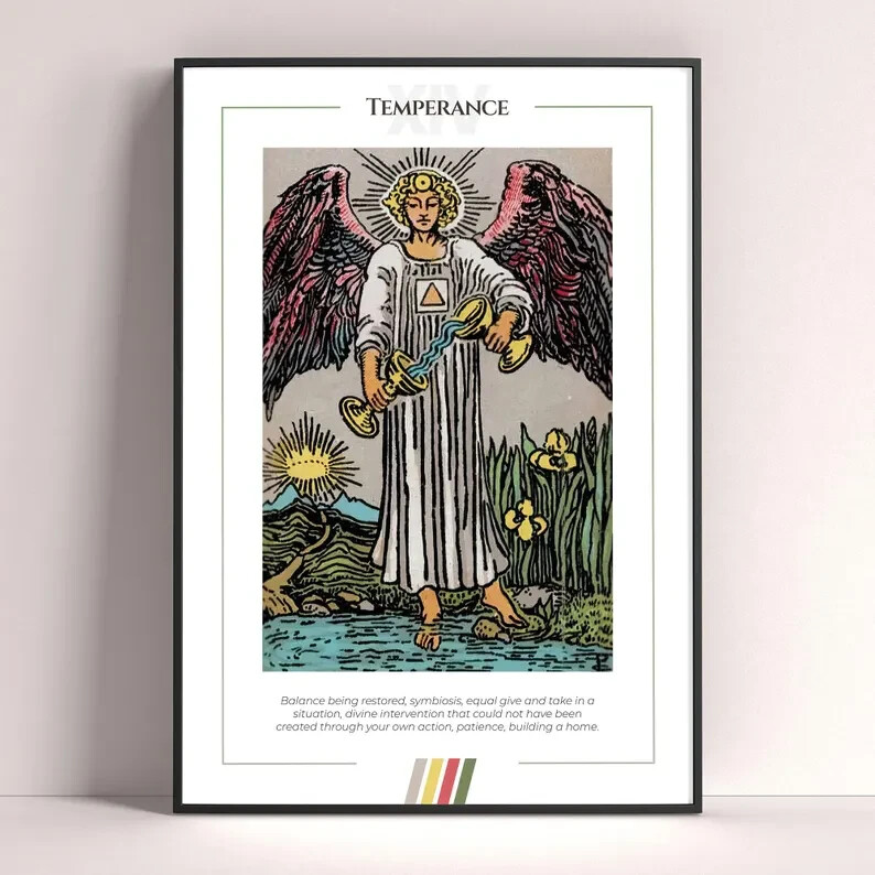 Temperance Tarot Card Art Print Digital Download Tarot Poster