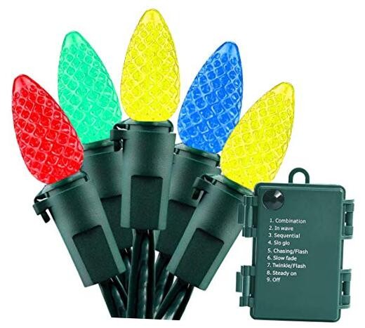 Battery Operated 18ft 50 LED C3 String Lights - 1 Pack C3 Multicolor