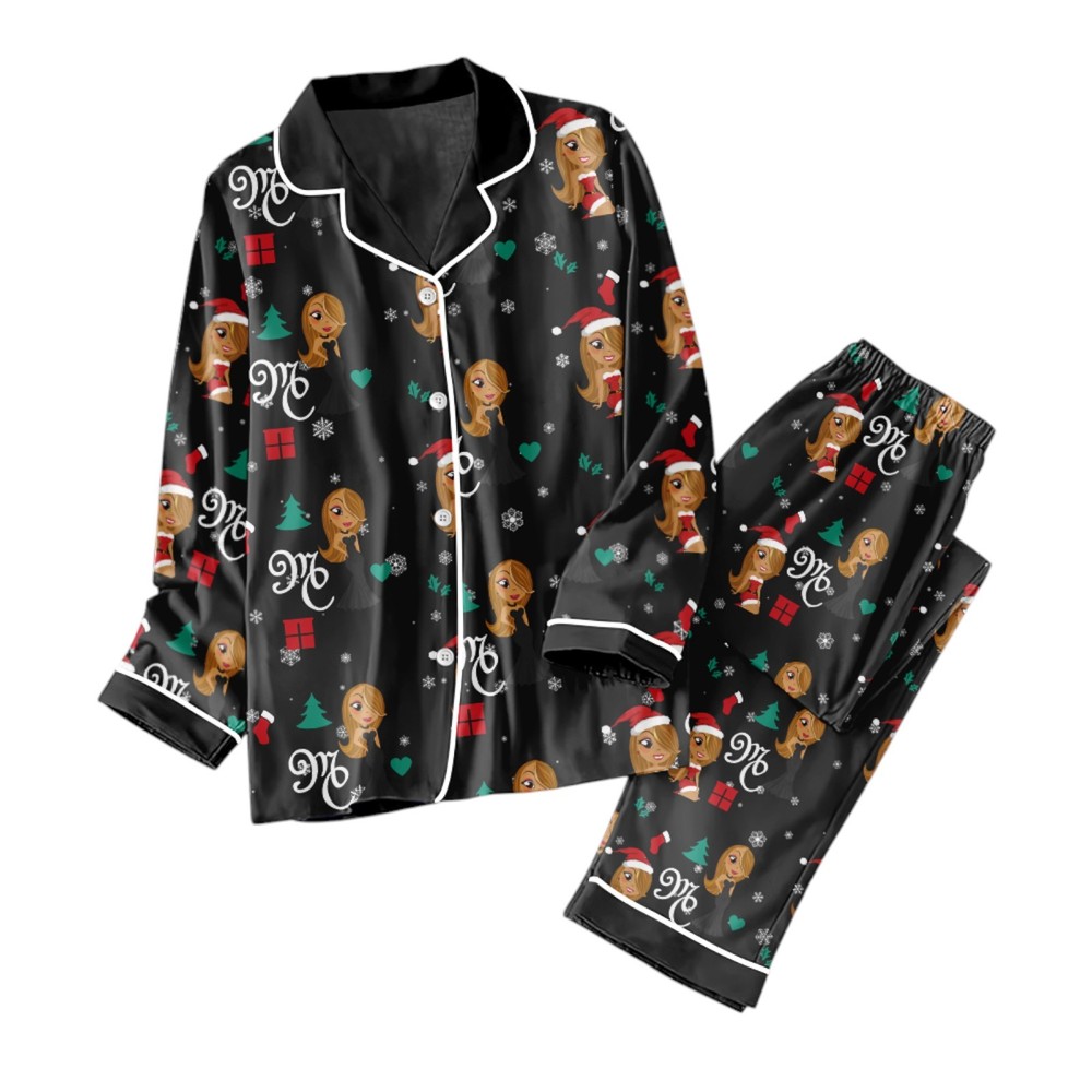 Mariah Carey Button Down Pajamas Set   TANTN 2866