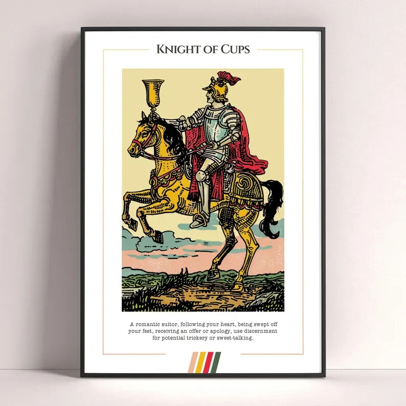 Knight of Cups Tarot Card Art Print and Digital Download Poster