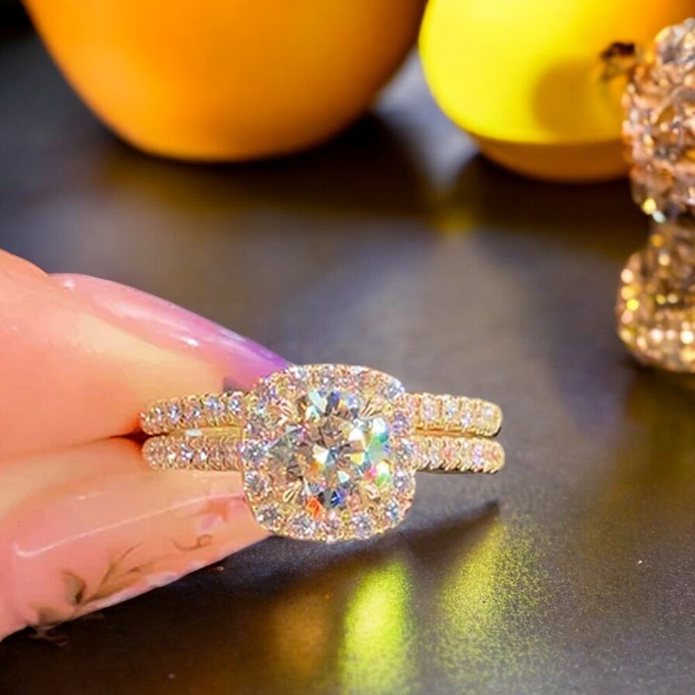 Round Cut Diamond Ring 14K Yellow Gold IGI 2 Ct Lab Created Christmas Sale-image