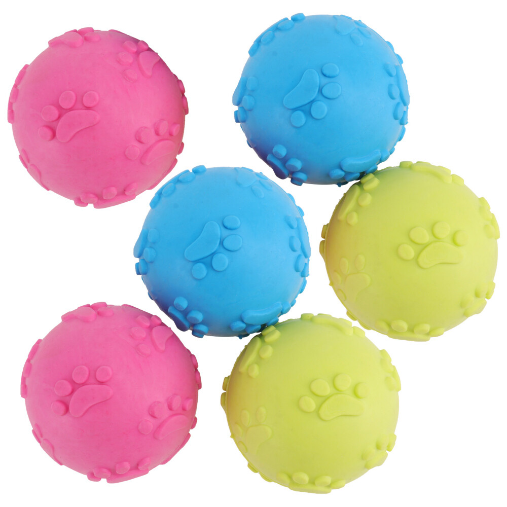 6pcs Pet Dog Puppy Durable Dog Chew Toys Balls Chew Toy Balls Teething Squeaky